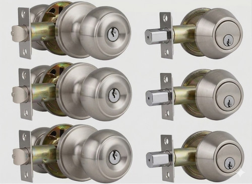 Pack keyed entry door knobs - keyed,
